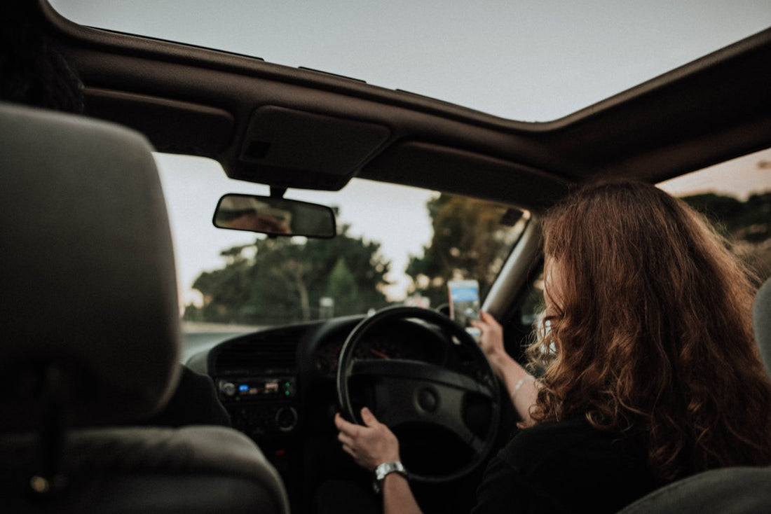 Learner driver practising in a car while preparing for a driving test