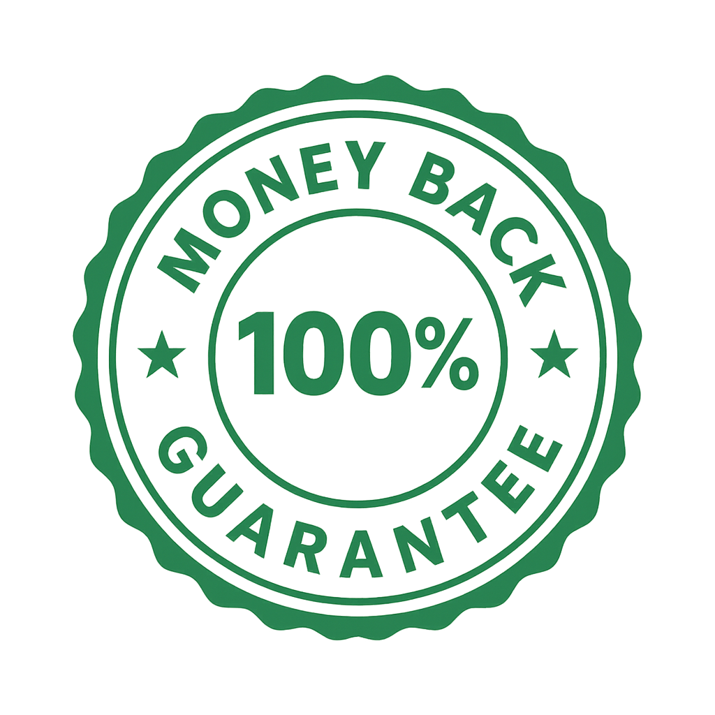 100% Money Back Guarantee badge for Pass4U driving test streaming
